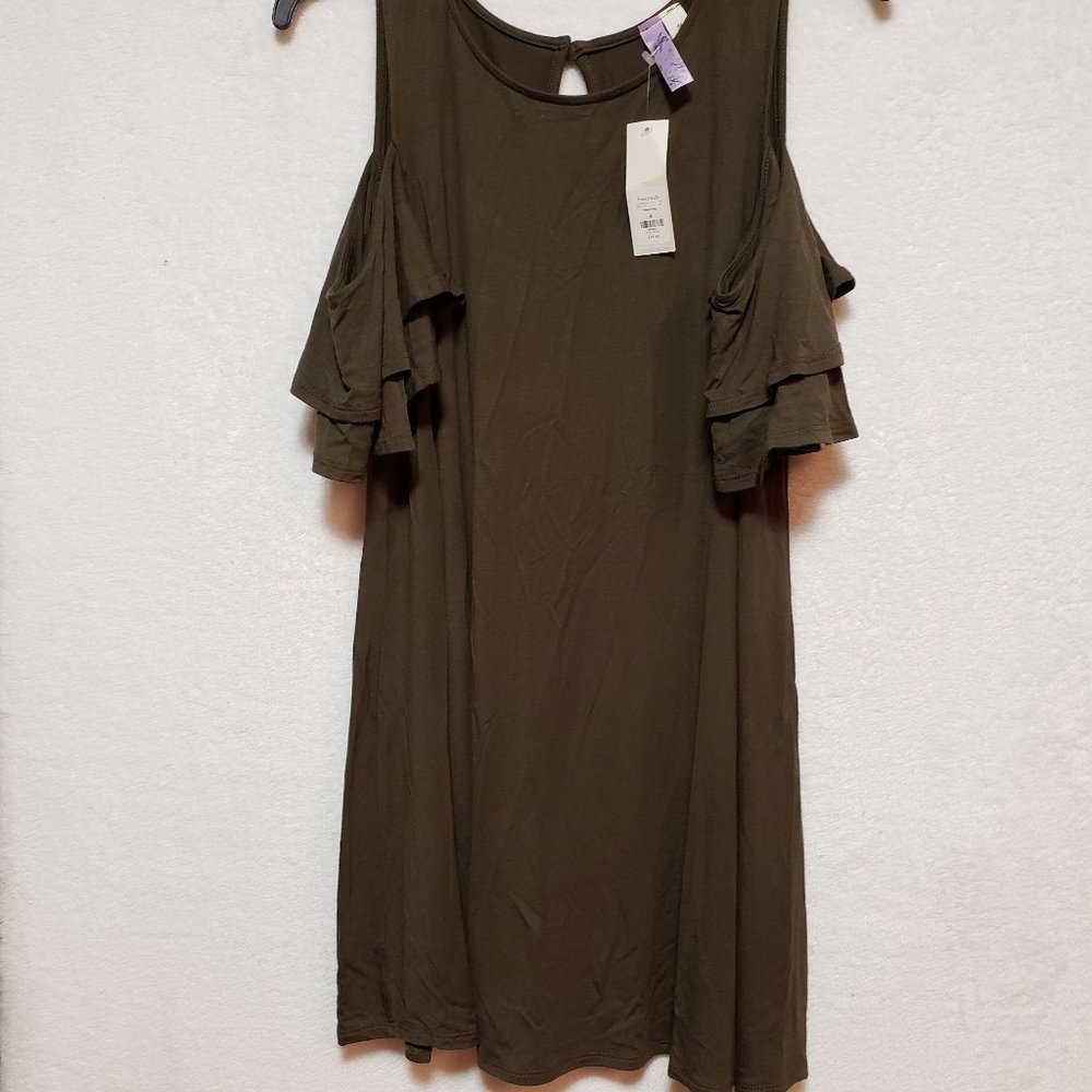 Brown Francesca's Alya Open Shoulder Dress
